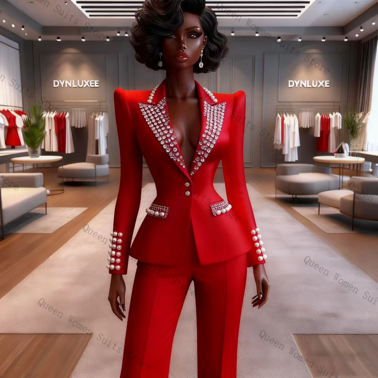 Pearls Red Women Suit Pants Se - đánh giá và giá Women Formal Wear Trousers