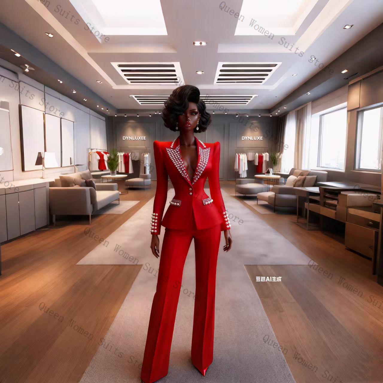 Pearls Red Women Suit Pants Se - đánh giá và giá Women Formal Wear Trousers