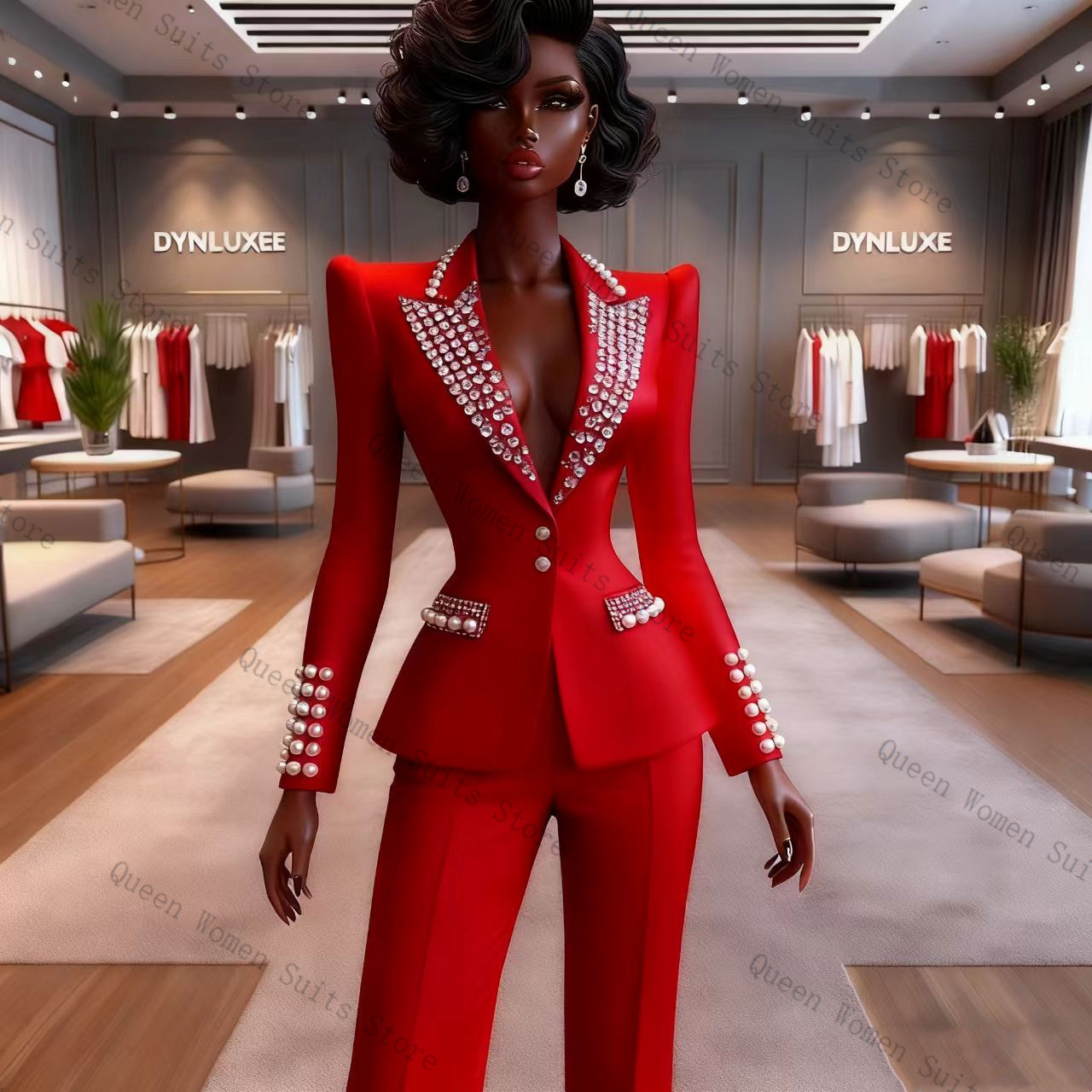 Pearls Red Women Suit Pants Se - đánh giá và giá Women Formal Wear Trousers