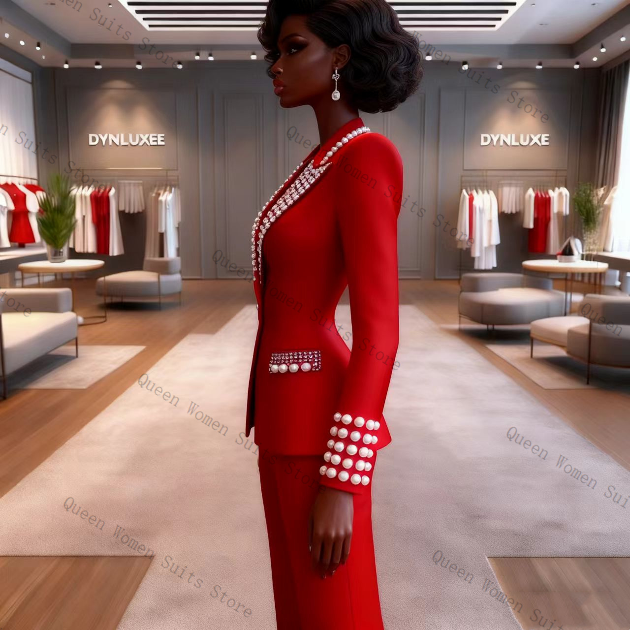 Pearls Red Women Suit Pants Se - đánh giá và giá Women Formal Wear Trousers
