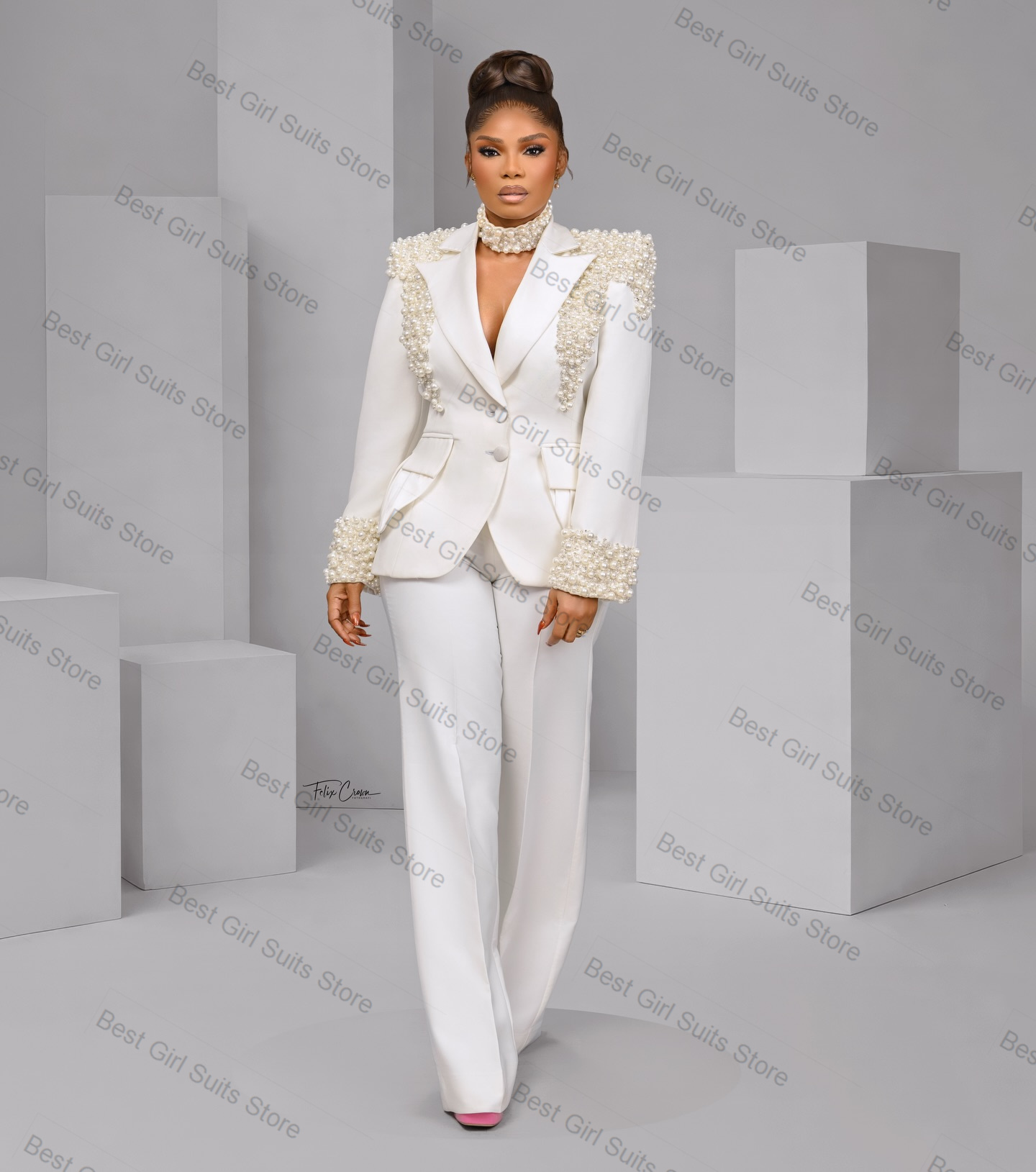 Pearls White Women Suit Set 2  - đánh giá và giá Women Formal Wear Trousers