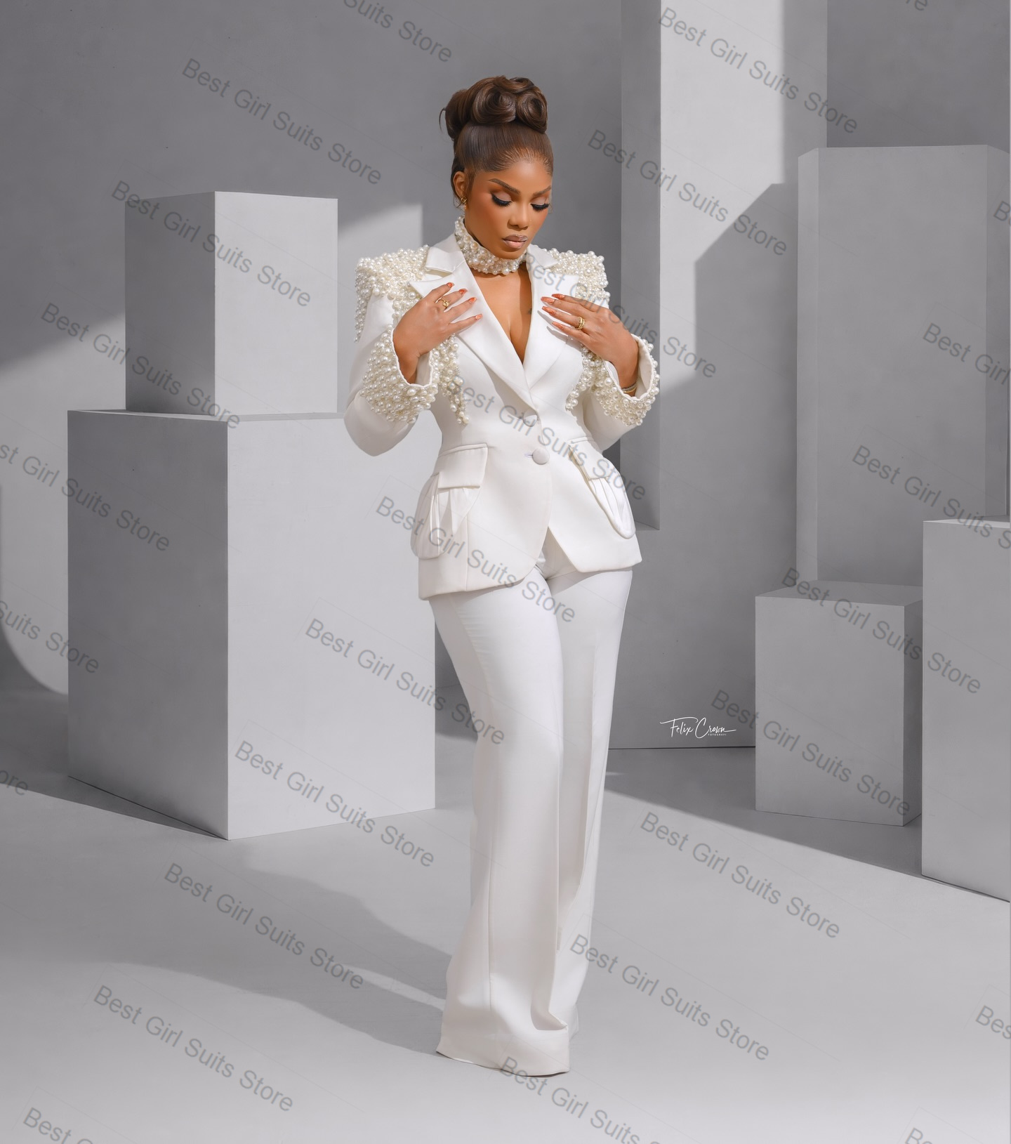 Pearls White Women Suit Set 2  - đánh giá và giá Women Formal Wear Trousers