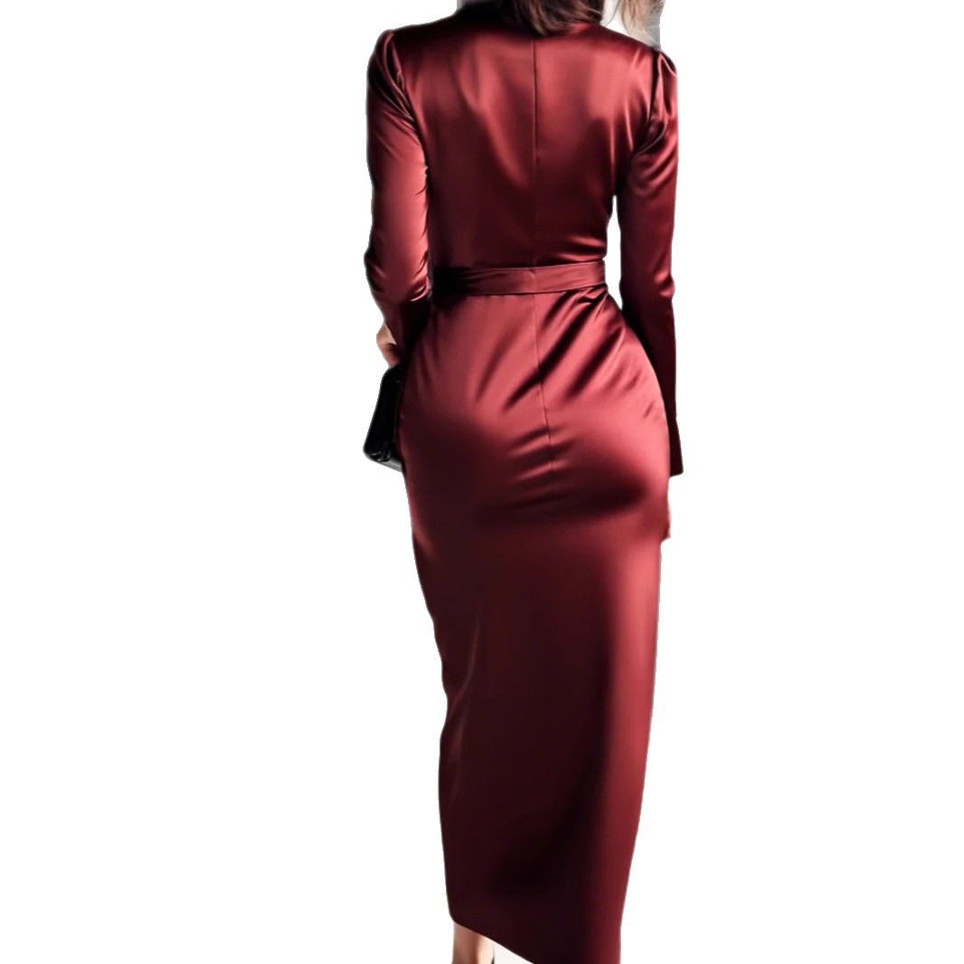 Autumn New Satin Long Sleeve D - đánh giá và giá Women Formal Wear Trends