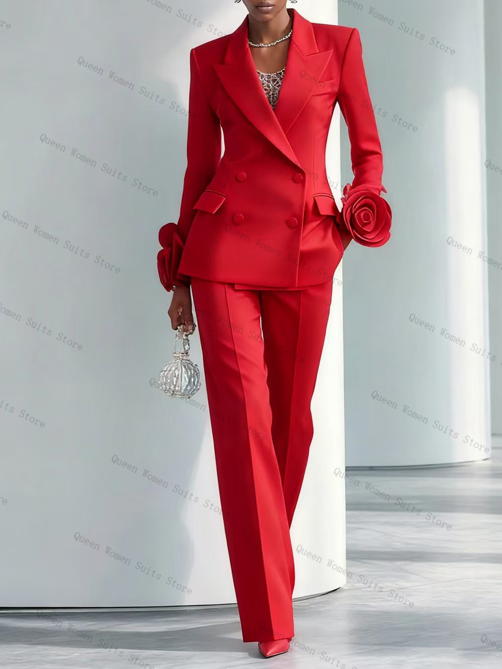 Luxury Red Women Suit Set 2 Pc - đánh giá và giá Women Formal Wear Trousers