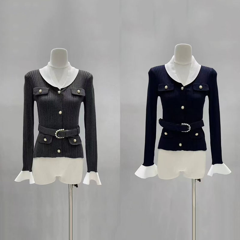 Contrasting-color V-neck fitte - đánh giá và giá Women'S Formal Wear Cardigan