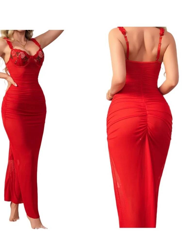 Red Ruched Dress With Strap Bo - đánh giá và giá Women Formal Wear Trends